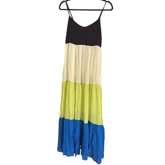 Kate Spade Tiered Maxi Sun Dress size S, Colorblock Multi Black Blue | NEW $180 - Picture 4 of 6